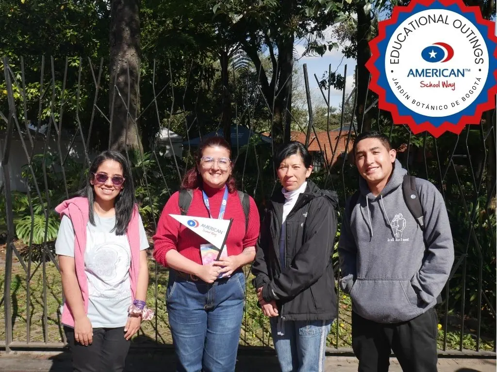 Estudiantes y profesores en el jardín botánico